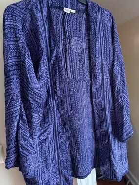 Roxy Blue Patterned Lightweight Cardigan